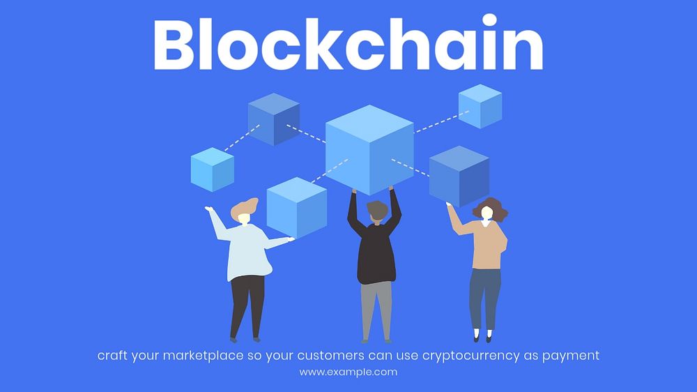 Blockchain  blog banner template, editable text