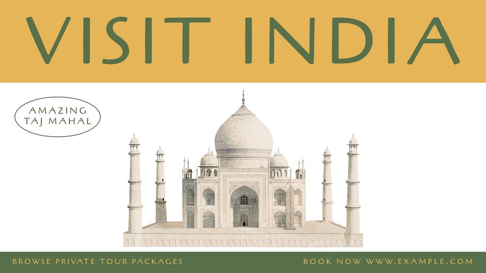 Visit India  blog banner template, editable text