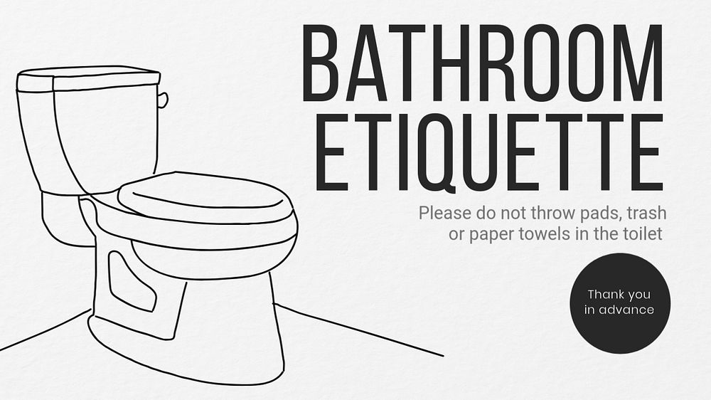 Bathroom etiquette  blog banner template, editable text