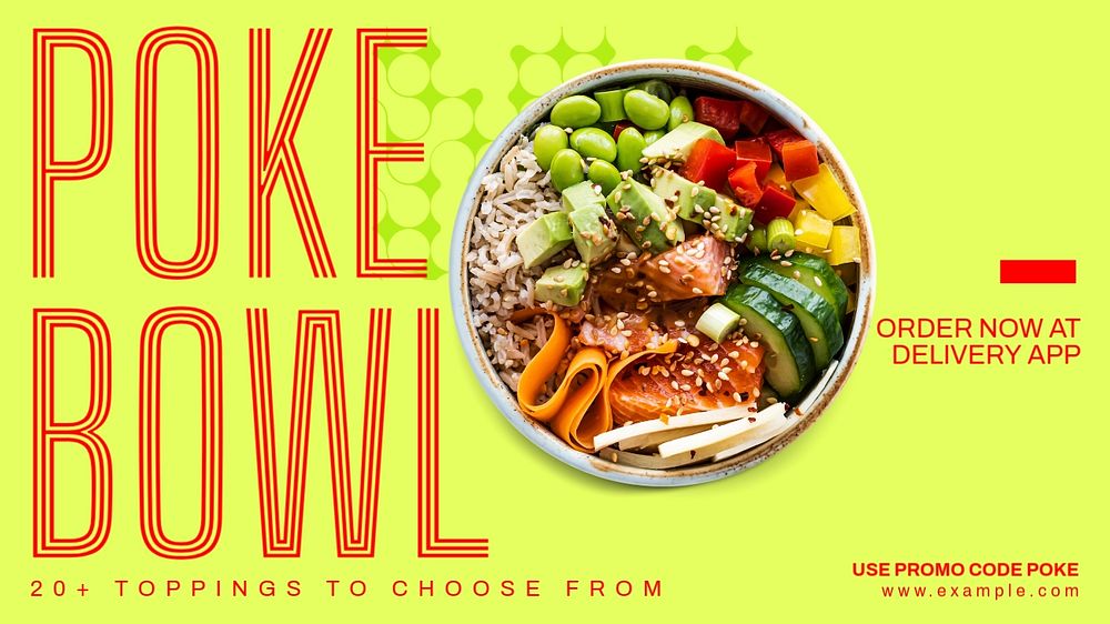 Poke bowl  blog banner template, editable text