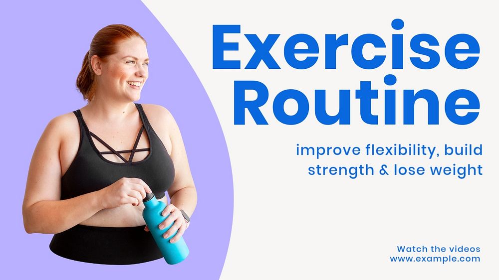 Exercise routine  blog banner template, editable text