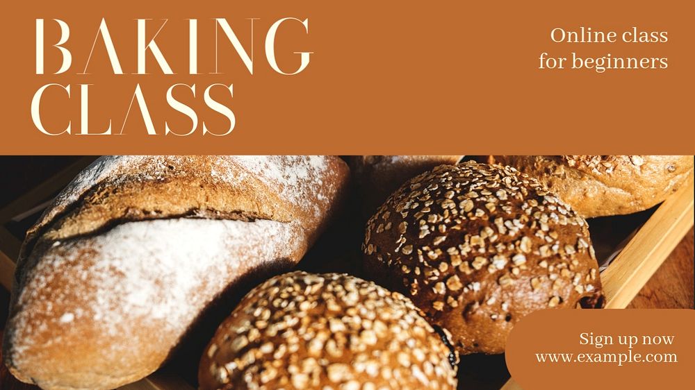 Baking class  blog banner template, editable text