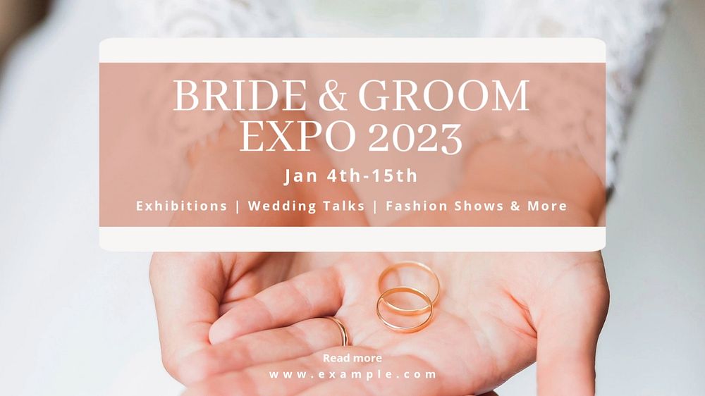 Bride & groom expo  blog banner template, editable text