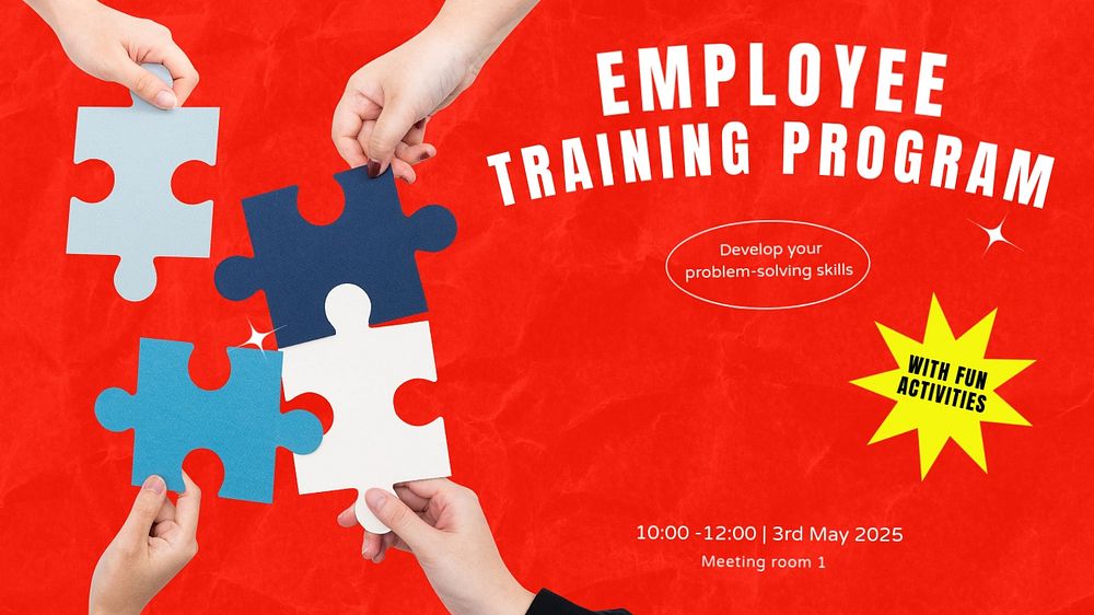 Training program  blog banner template, editable text