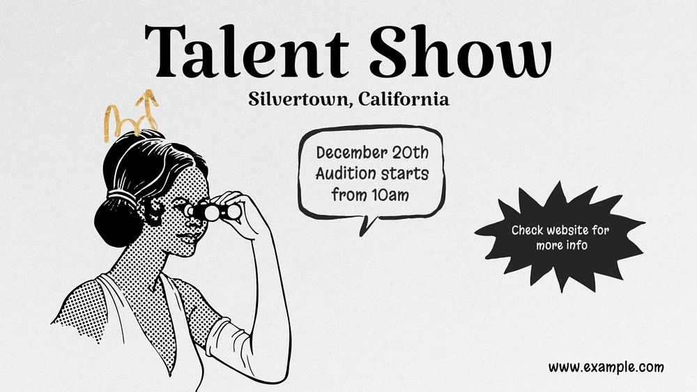 Talent show  blog banner template, editable text