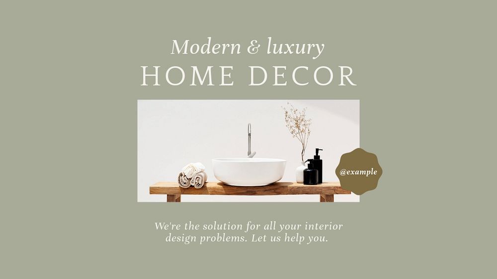 Home decor  blog banner template, editable text