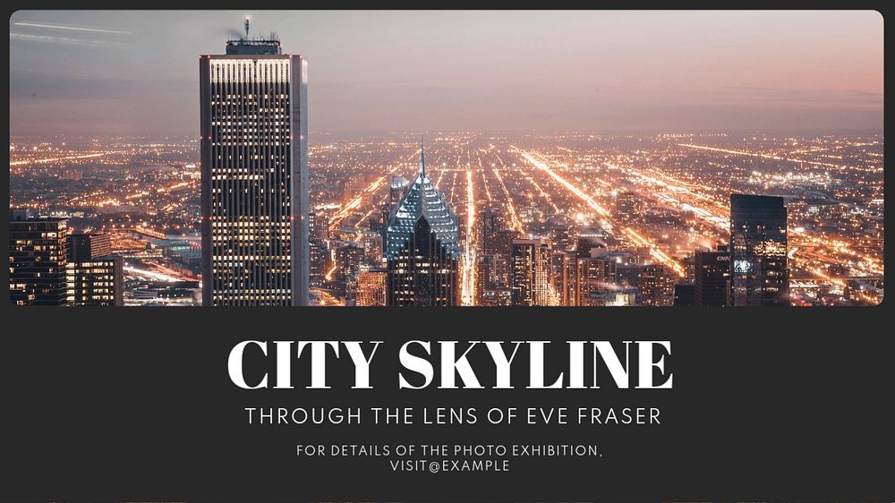 City skyline  blog banner template, editable text