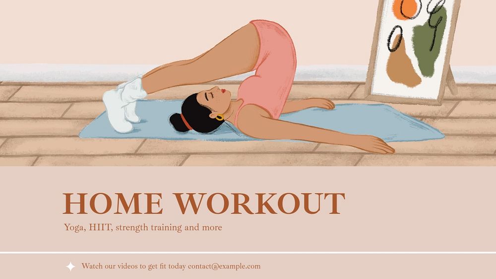 Home workout videos blog banner template, editable text