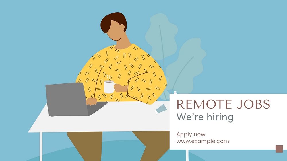 Remote jobs  blog banner template, editable text