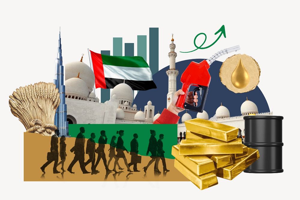 UAE economy, money finance collage, editable design