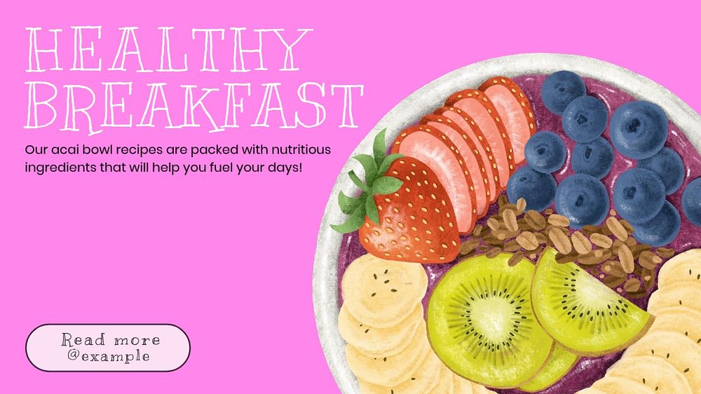 Healthy breakfast  blog banner template, editable text