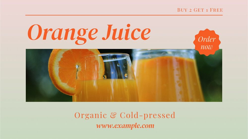 Orange juice  blog banner template, editable text