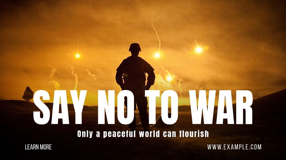 No to war blog banner template, editable text