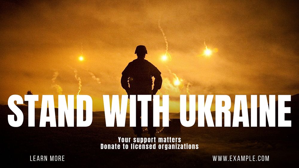 Stand with Ukraine blog banner template, editable text