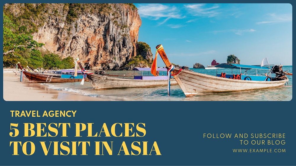 Travel Asia blog banner template, editable text