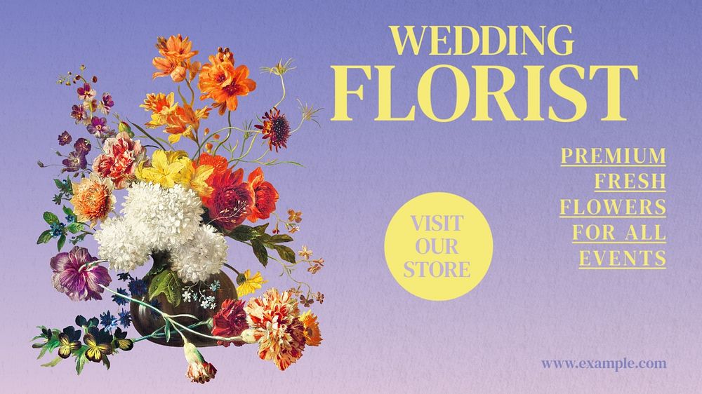 Wedding florist  blog banner template, editable text