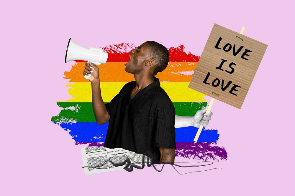 Love is love, LGBT pride photo collage, editable design