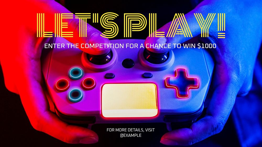 Play & competition  blog banner template, editable text