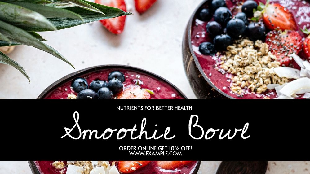 Smoothie bowl  blog banner template, editable text