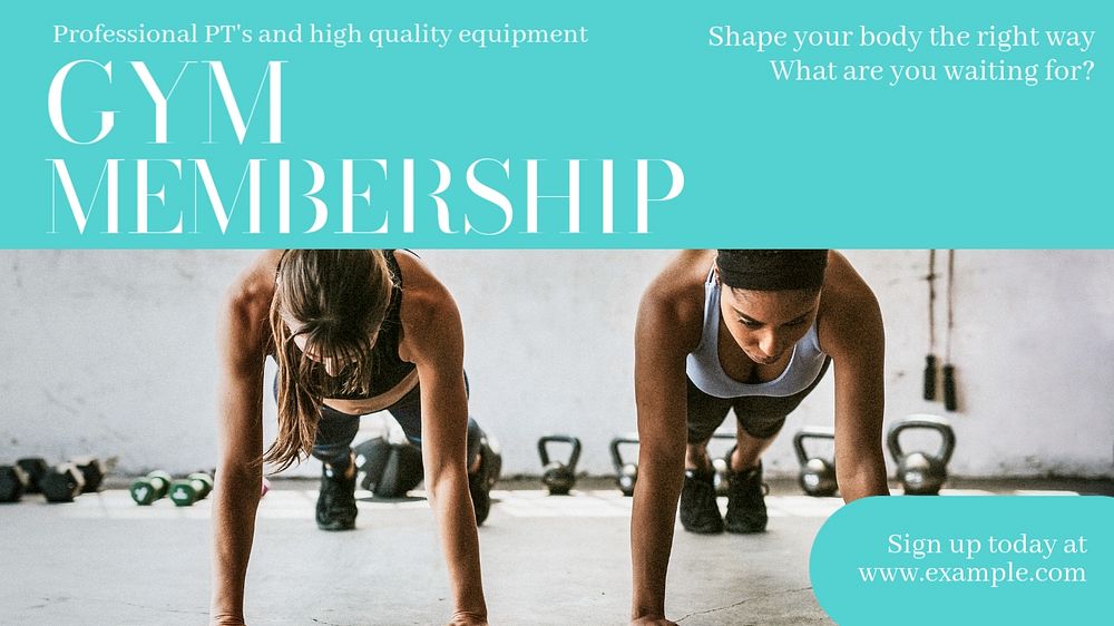 Gym membership blog banner template, editable text