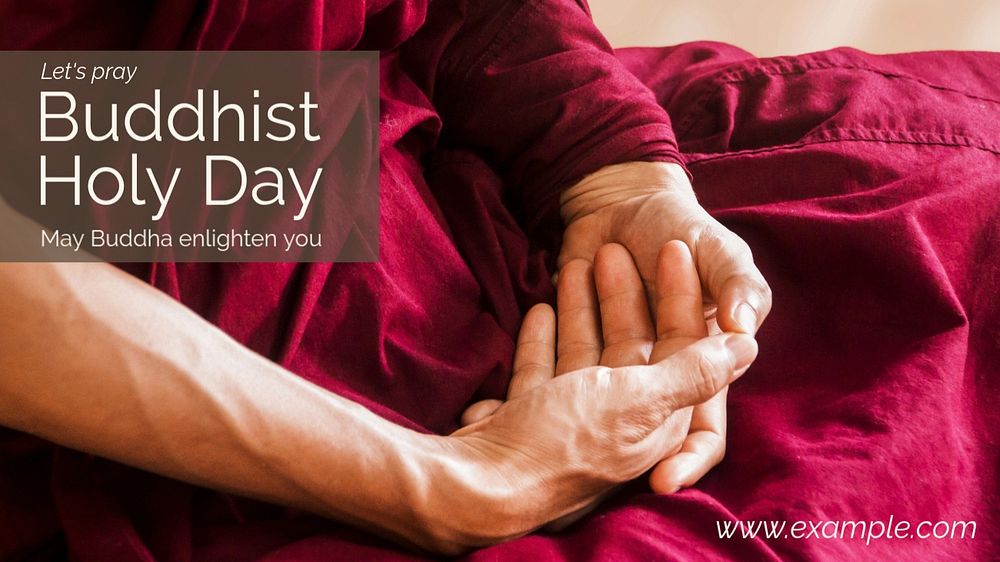 Buddhist Holy Day  blog banner template, editable text