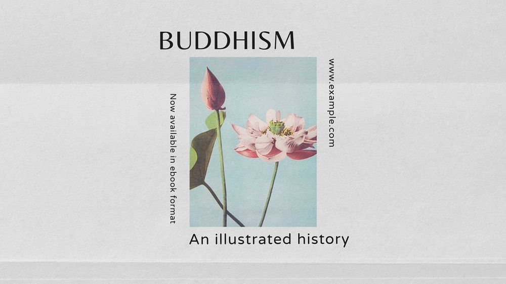 Buddhism history  blog banner template, editable text