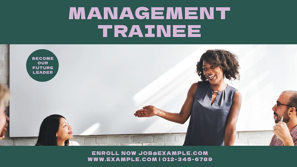 Management trainee blog banner template, editable text