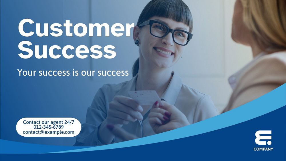 Customer success blog banner template, editable text