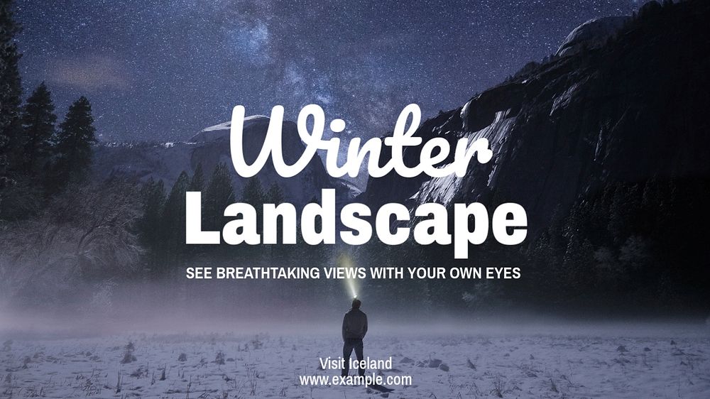 Winter landscape  blog banner template, editable text