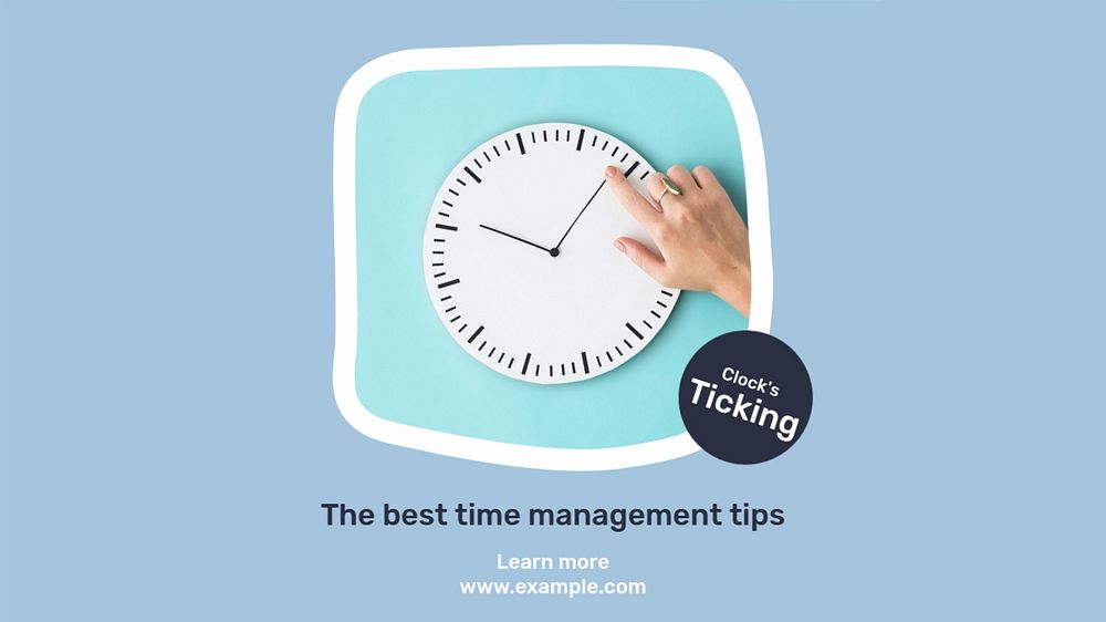 Time management  blog banner template, editable text