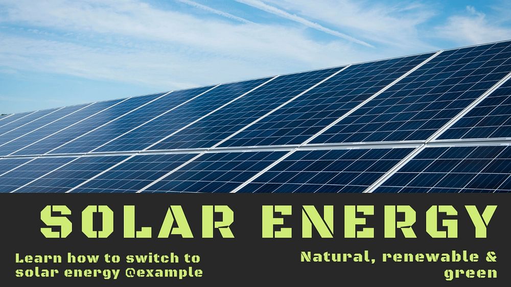 Solar energy  blog banner template, editable text