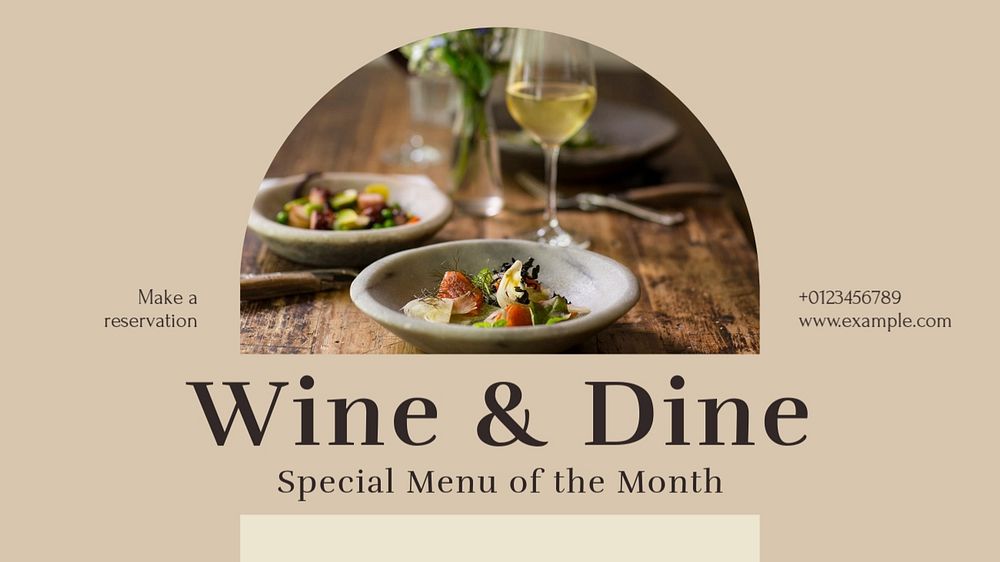 Wine & dine  blog banner template, editable text