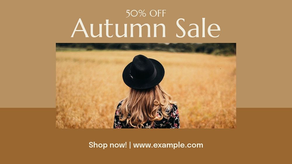 Autumn sale  blog banner template, editable text