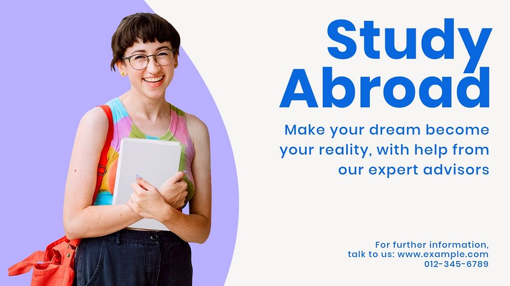 Study abroad  blog banner template, editable text