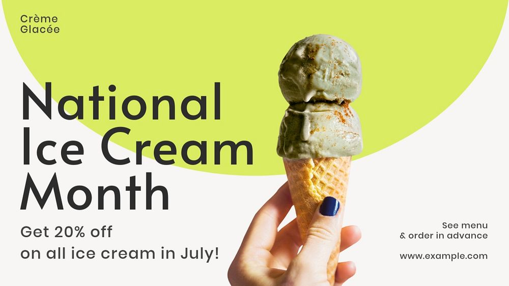 Ice cream month  blog banner template, editable text