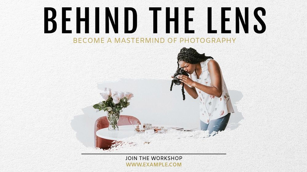 Photography workshop  blog banner template, editable text