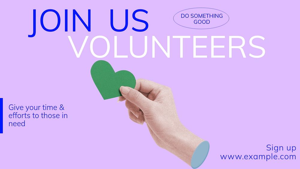 Join us volunteers  blog banner template, editable text