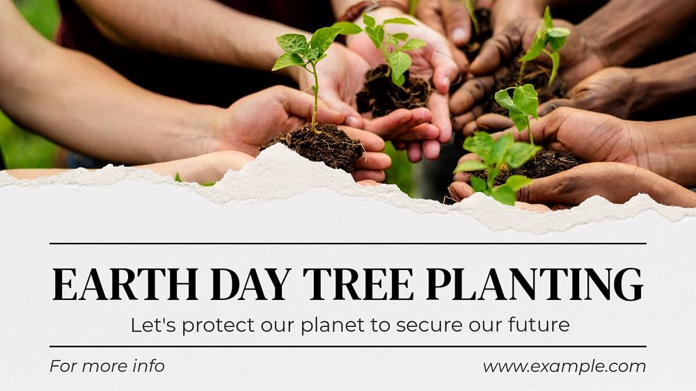 Earth day & tree  blog banner template, editable text