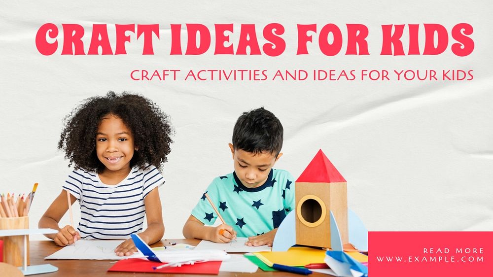 Craft ideas for kids  blog banner template, editable text