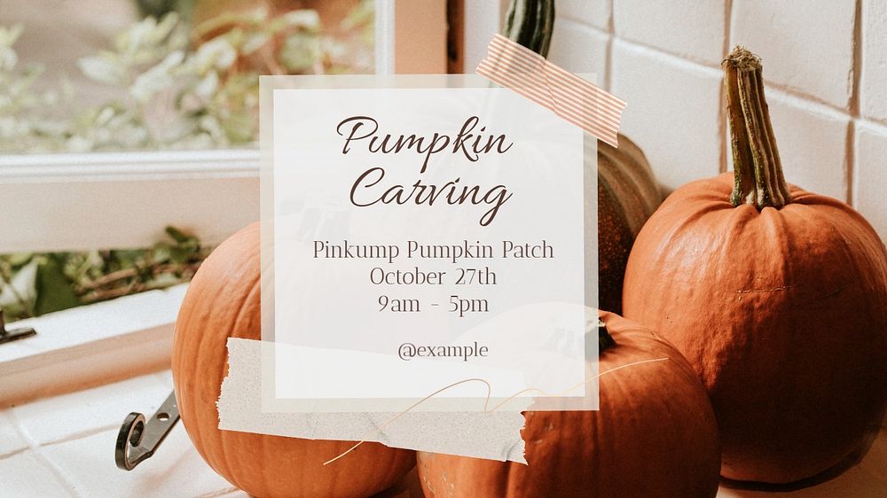 Pumpkin carving  blog banner template, editable text