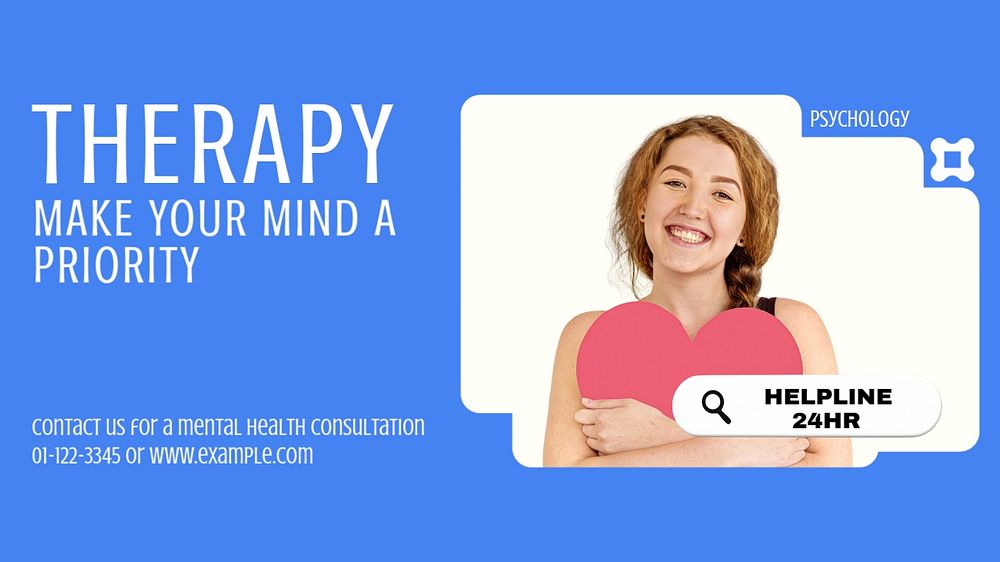 Therapy  blog banner template, editable text