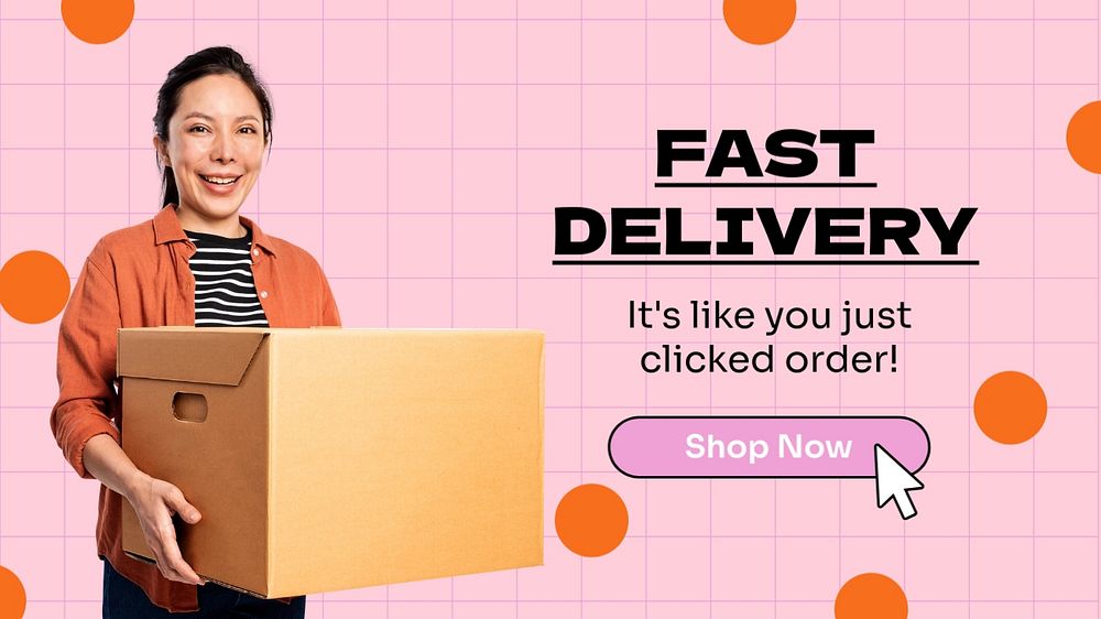 Fast delivery  blog banner template, editable text