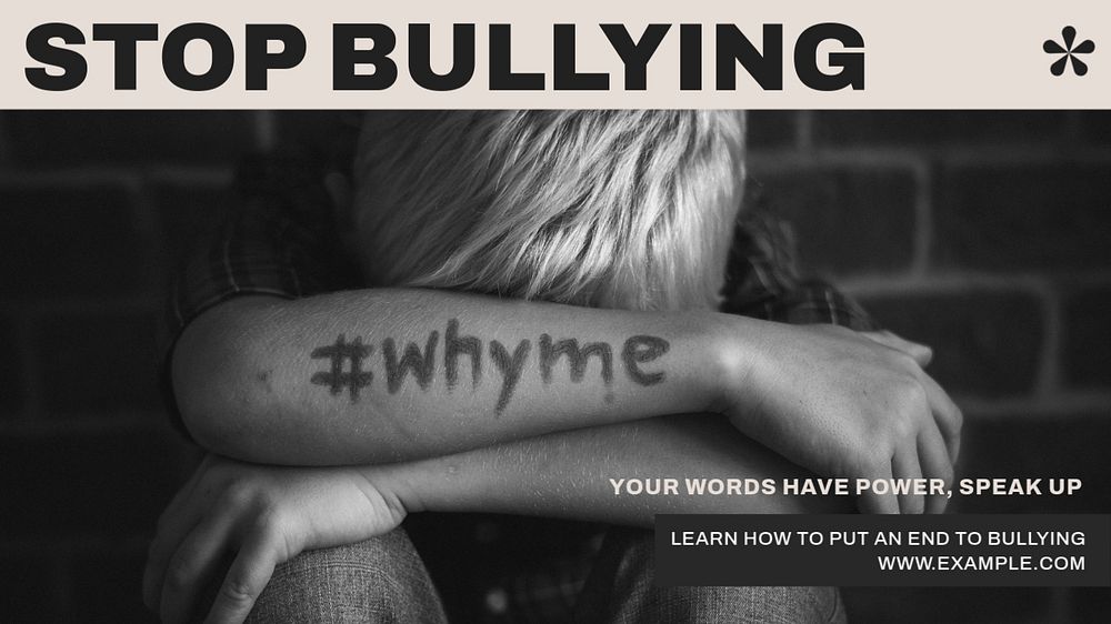 Stop bullying blog banner template, editable text