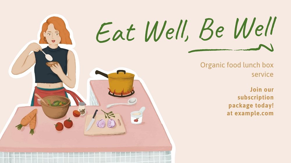 Organic food  blog banner template, editable text