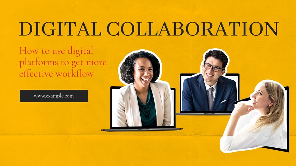 Digital collaboration blog banner template, editable text