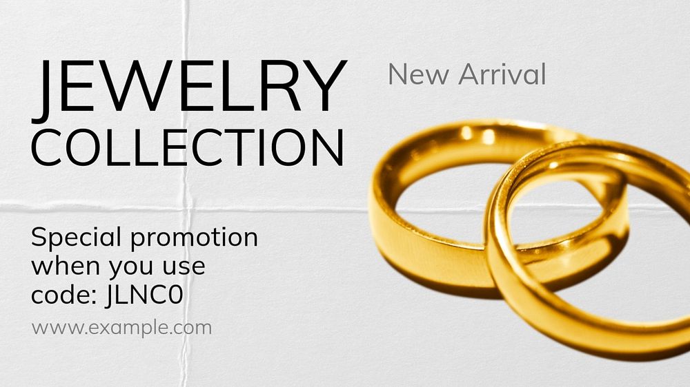 Jewelry collection blog banner template, editable text