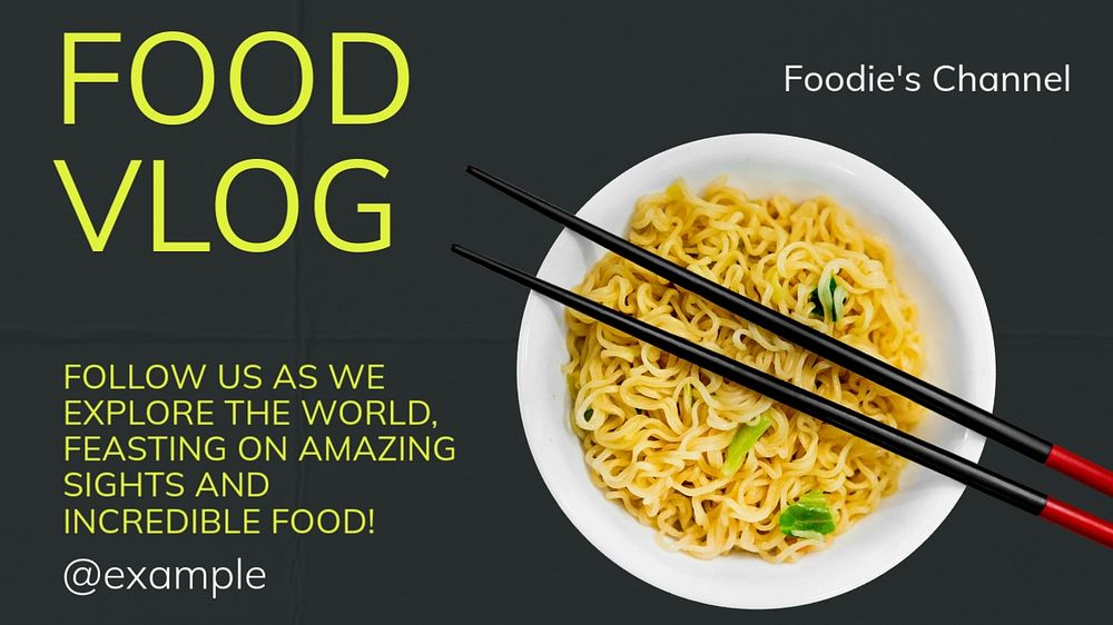 Food vlog  blog banner template, editable text