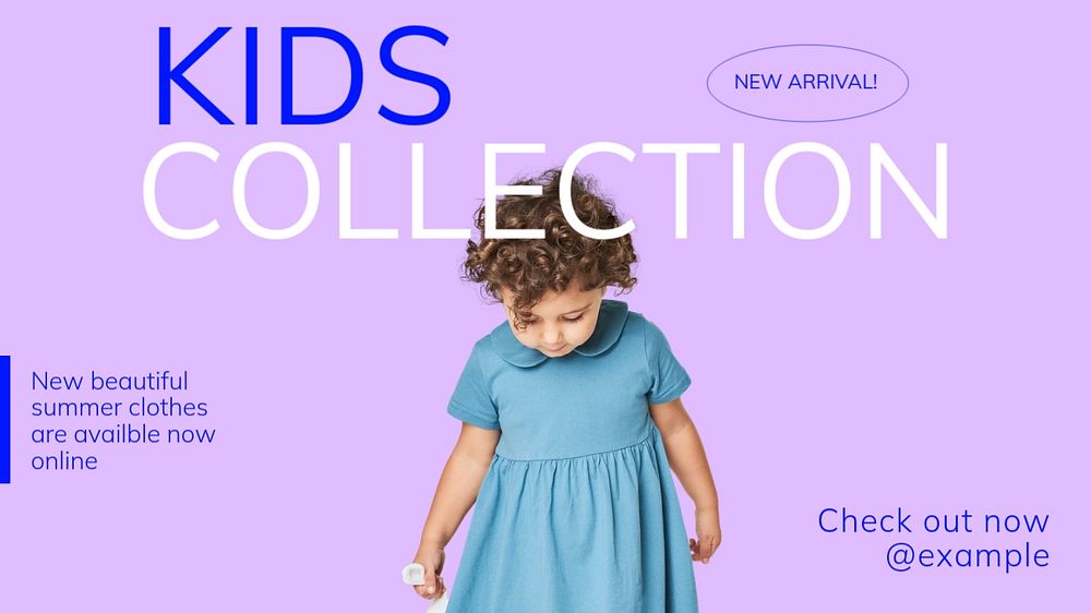 Kids collection  blog banner template, editable text