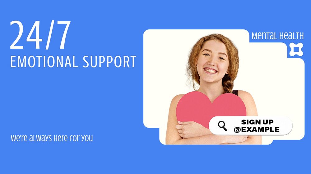 24/7 emotional support  blog banner template, editable text