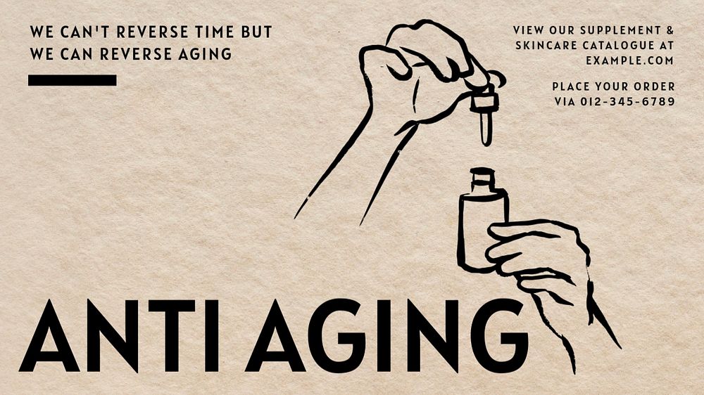 Anti aging  blog banner template, editable text